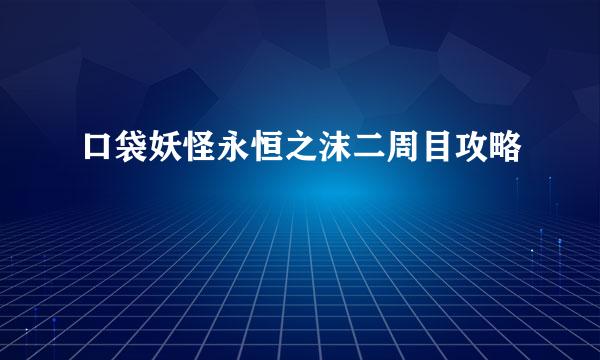 口袋妖怪永恒之沫二周目攻略