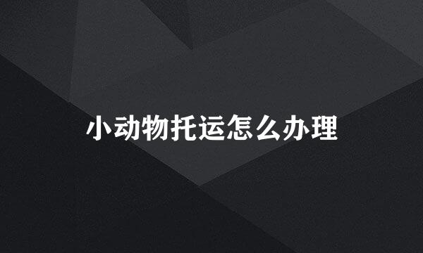 小动物托运怎么办理