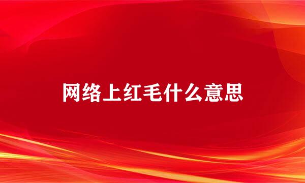 网络上红毛什么意思