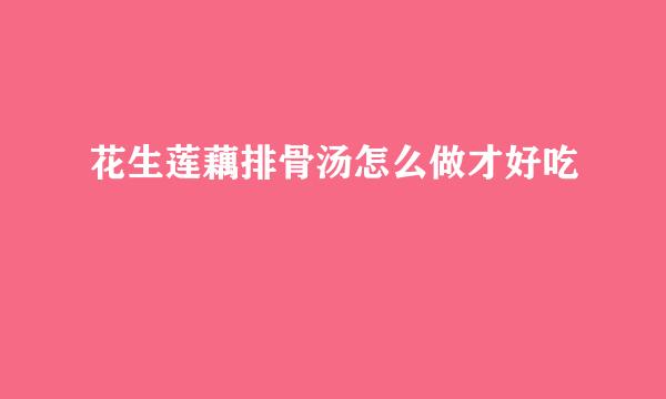 花生莲藕排骨汤怎么做才好吃