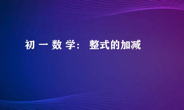 初 一 数 学： 整式的加减