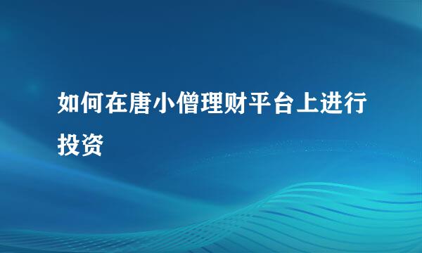 如何在唐小僧理财平台上进行投资
