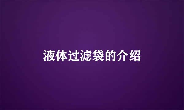 液体过滤袋的介绍