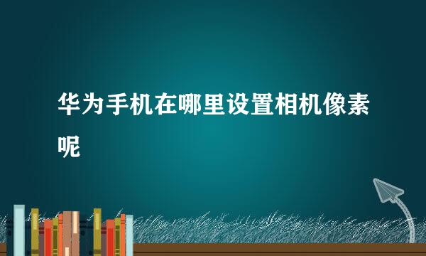 华为手机在哪里设置相机像素呢