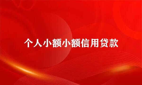 个人小额小额信用贷款