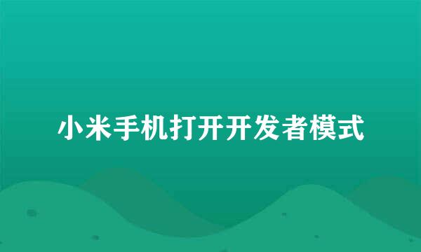 小米手机打开开发者模式