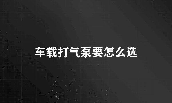 车载打气泵要怎么选