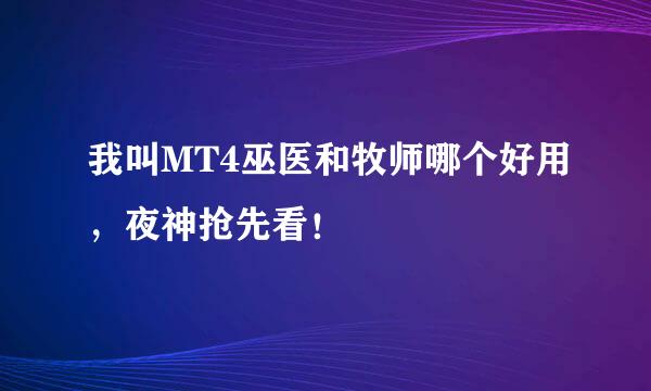 我叫MT4巫医和牧师哪个好用，夜神抢先看！