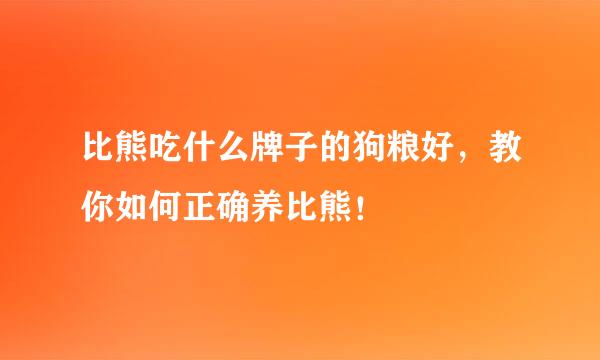 比熊吃什么牌子的狗粮好,教你如何正确养比熊!