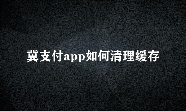 冀支付app如何清理缓存
