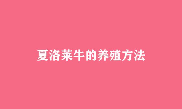 夏洛莱牛的养殖方法