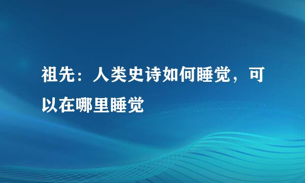 祖先：人类史诗如何睡觉，可以在哪里睡觉