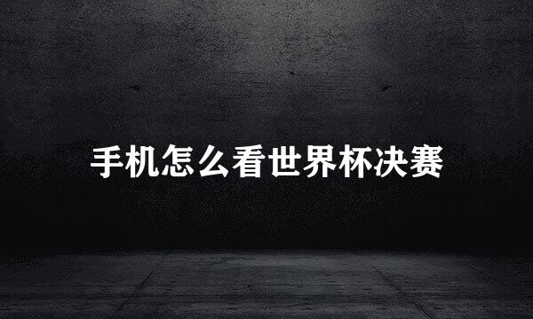 手机怎么看世界杯决赛