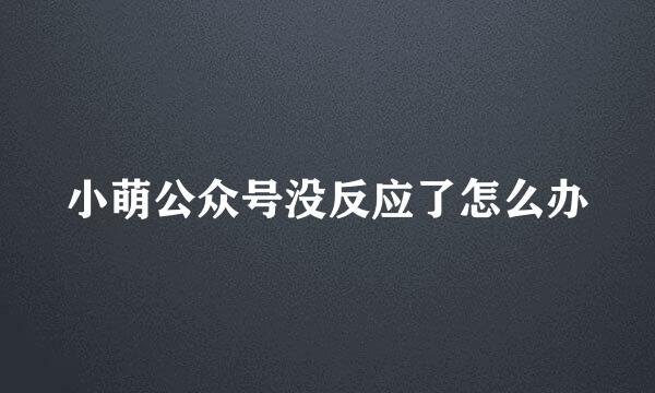 小萌公众号没反应了怎么办