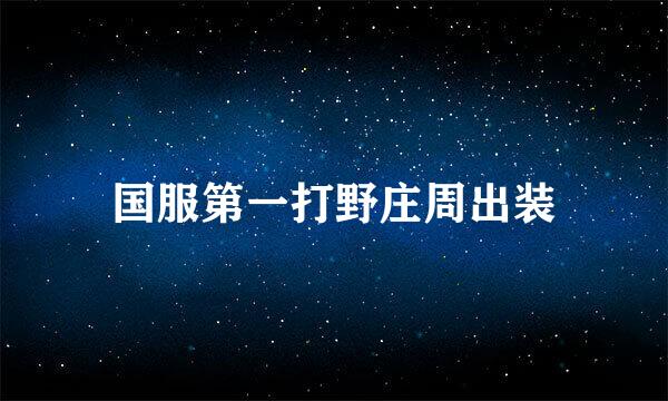国服第一打野庄周出装