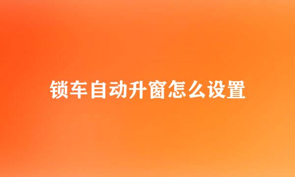 锁车自动升窗怎么设置