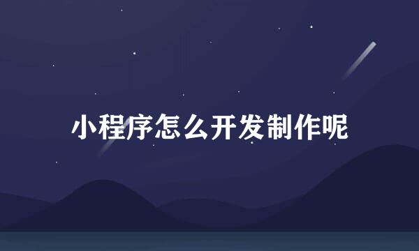 小程序怎么开发制作呢