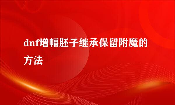 dnf增幅胚子继承保留附魔的方法