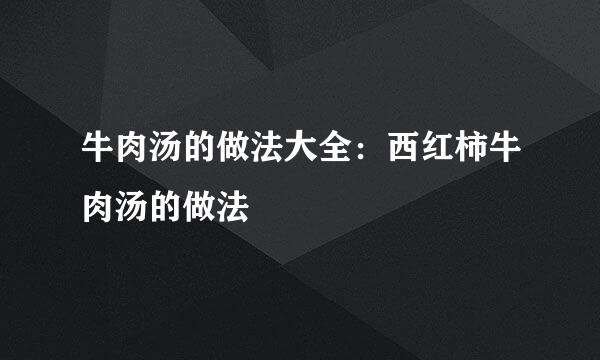 牛肉汤的做法大全:西红柿牛肉汤的做法