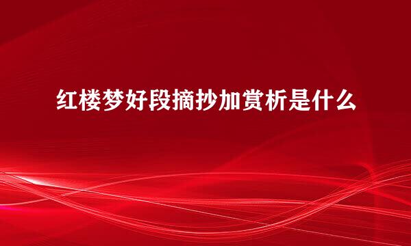 红楼梦好段摘抄加赏析是什么
