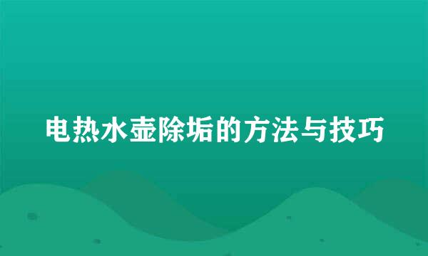 电热水壶除垢的方法与技巧