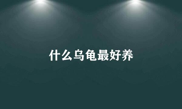 什么乌龟最好养