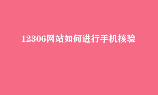 12306网站如何进行手机核验