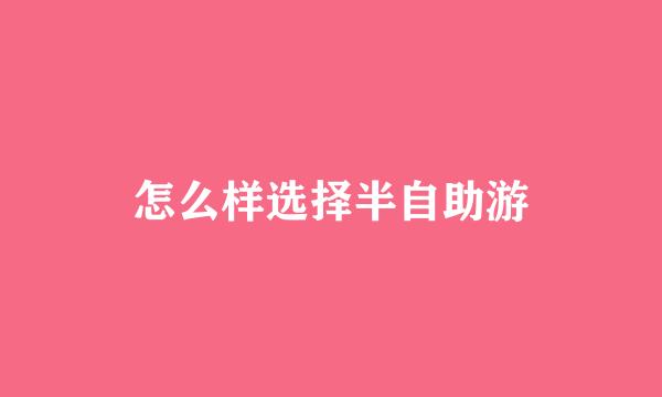 怎么样选择半自助游
