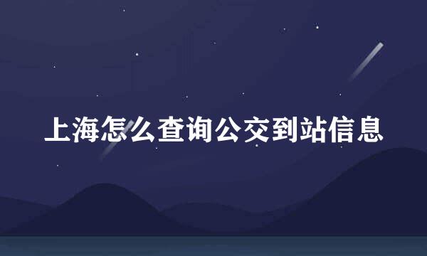 上海怎么查询公交到站信息