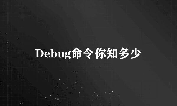 Debug命令你知多少