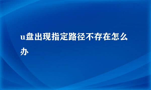 u盘出现指定路径不存在怎么办