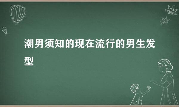 潮男须知的现在流行的男生发型