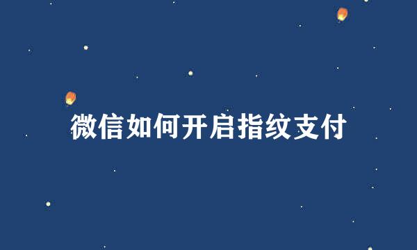 微信如何开启指纹支付