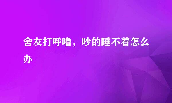 舍友打呼噜，吵的睡不着怎么办