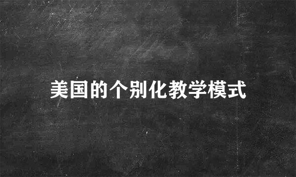 美国的个别化教学模式