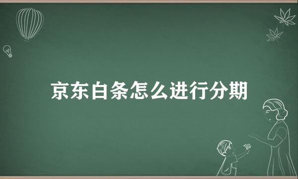 京东白条怎么进行分期