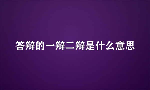 答辩的一辩二辩是什么意思