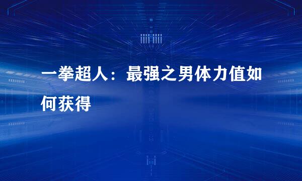 一拳超人：最强之男体力值如何获得