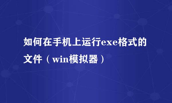 如何在手机上运行exe格式的文件（win模拟器）