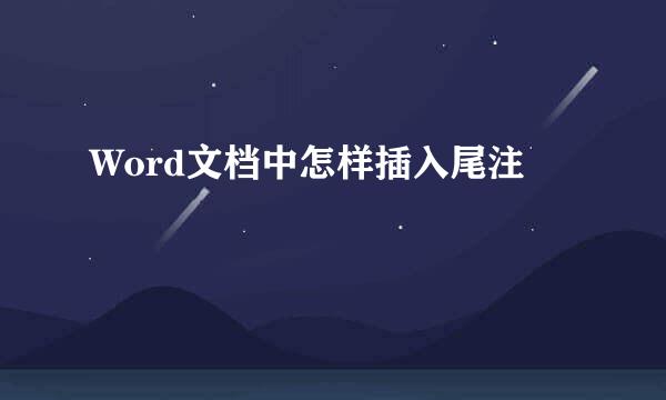 Word文档中怎样插入尾注