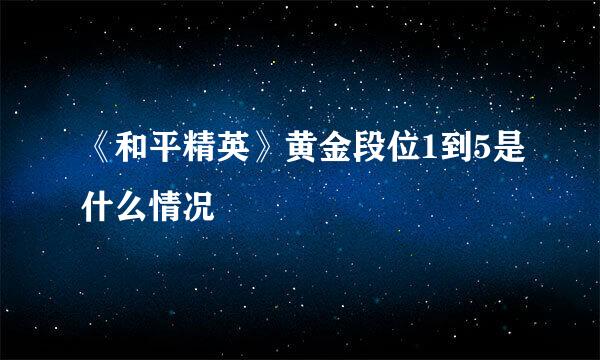 《和平精英》黄金段位1到5是什么情况