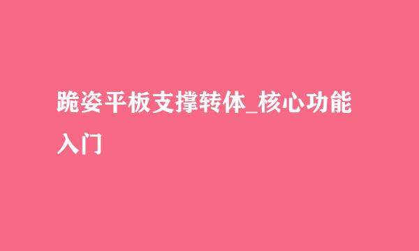 跪姿平板支撑转体_核心功能入门