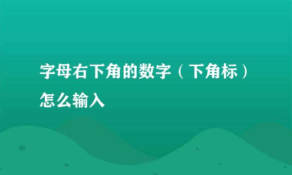 字母右下角的数字（下角标）怎么输入