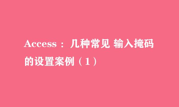 Access :几种常见 输入掩码 的设置案例(1)