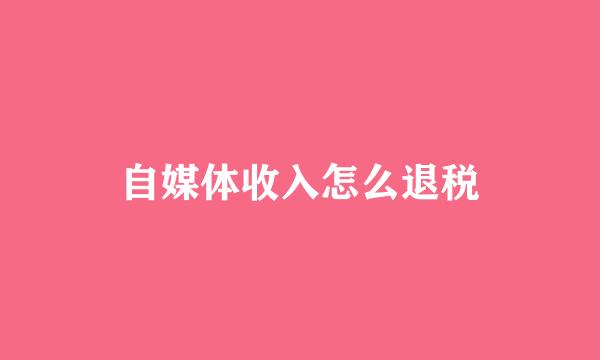 自媒体收入怎么退税
