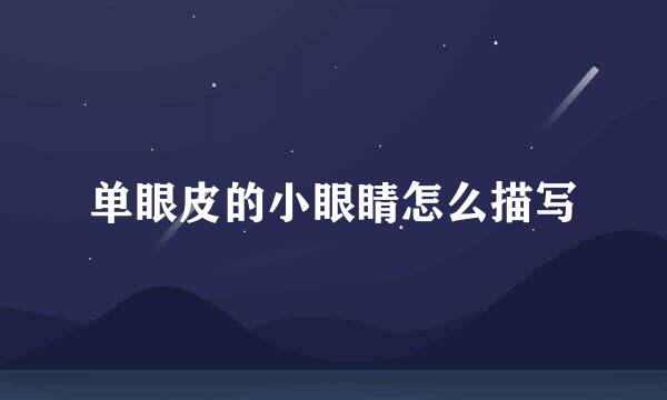 单眼皮的小眼睛怎么描写