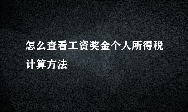 怎么查看工资奖金个人所得税计算方法
