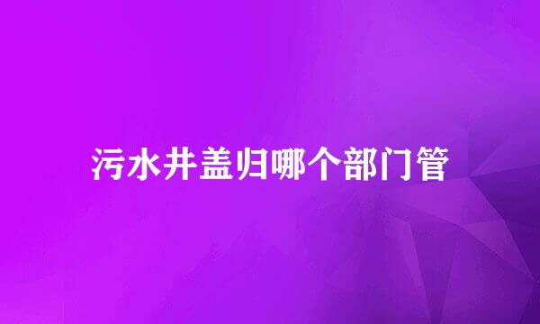 污水井盖归哪个部门管