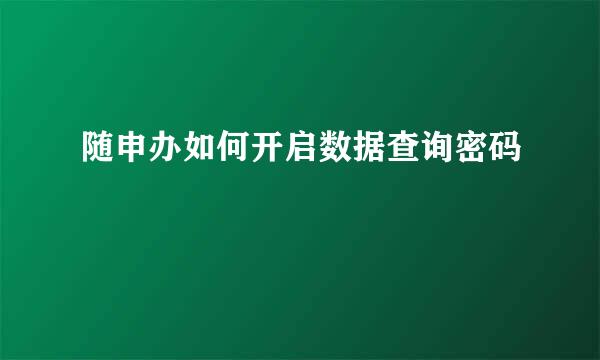 随申办如何开启数据查询密码