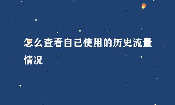 怎么查看自己使用的历史流量情况